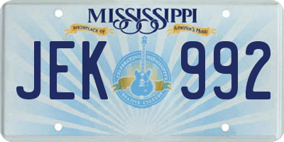 MS license plate JEK992