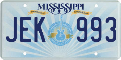 MS license plate JEK993