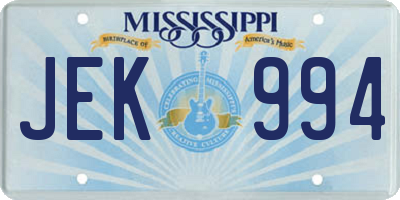 MS license plate JEK994