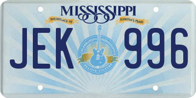 MS license plate JEK996
