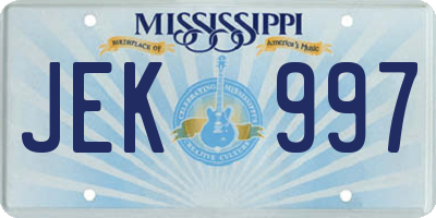 MS license plate JEK997