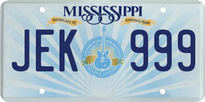 MS license plate JEK999