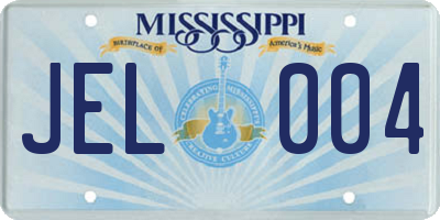 MS license plate JEL004