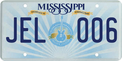 MS license plate JEL006