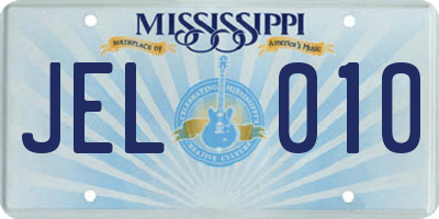 MS license plate JEL010