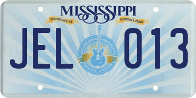 MS license plate JEL013