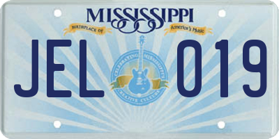MS license plate JEL019