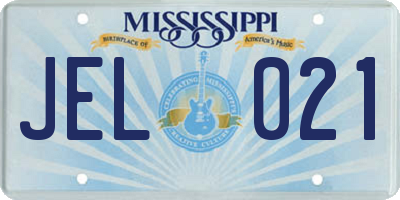MS license plate JEL021