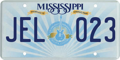 MS license plate JEL023
