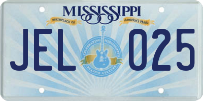 MS license plate JEL025