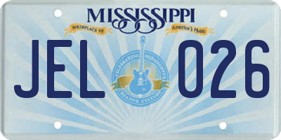 MS license plate JEL026