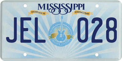 MS license plate JEL028