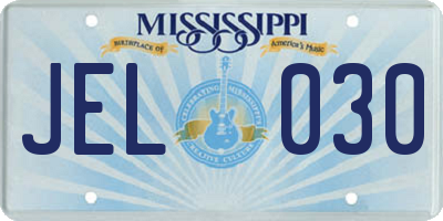 MS license plate JEL030