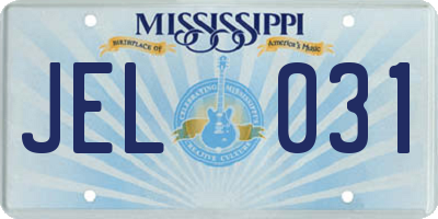 MS license plate JEL031