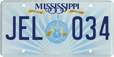 MS license plate JEL034
