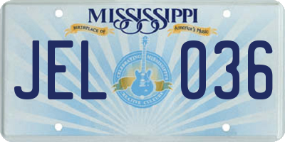 MS license plate JEL036