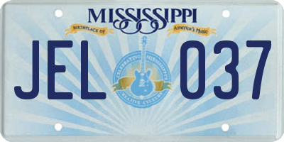 MS license plate JEL037