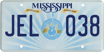 MS license plate JEL038