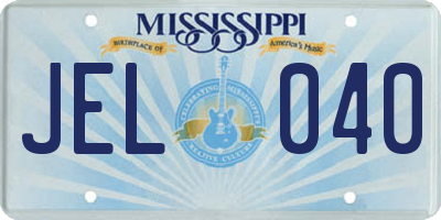 MS license plate JEL040