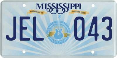 MS license plate JEL043