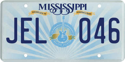 MS license plate JEL046