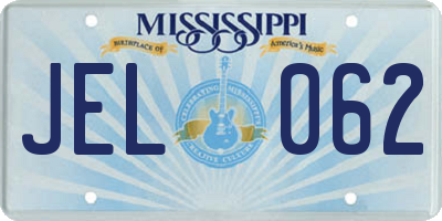 MS license plate JEL062