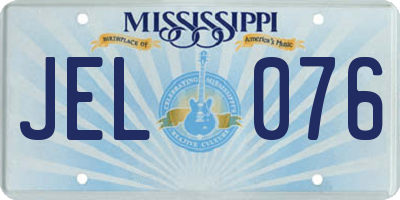 MS license plate JEL076