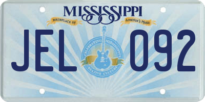 MS license plate JEL092