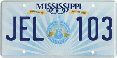 MS license plate JEL103