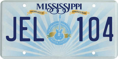 MS license plate JEL104