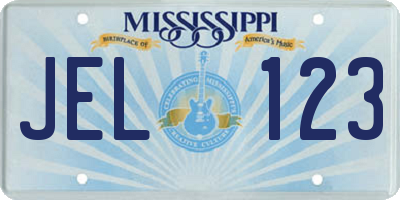 MS license plate JEL123