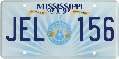 MS license plate JEL156