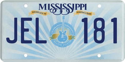 MS license plate JEL181
