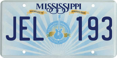 MS license plate JEL193