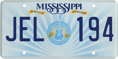 MS license plate JEL194