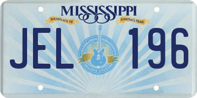 MS license plate JEL196