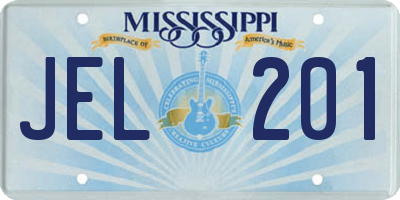 MS license plate JEL201