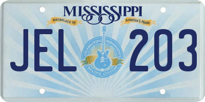 MS license plate JEL203
