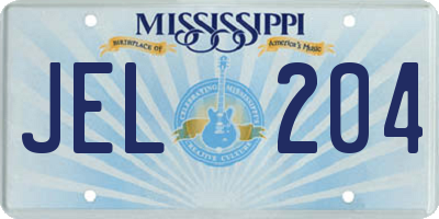 MS license plate JEL204