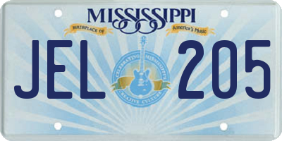 MS license plate JEL205