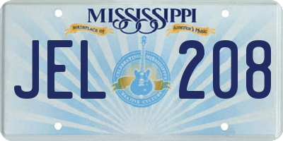 MS license plate JEL208
