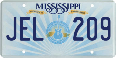 MS license plate JEL209