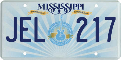 MS license plate JEL217