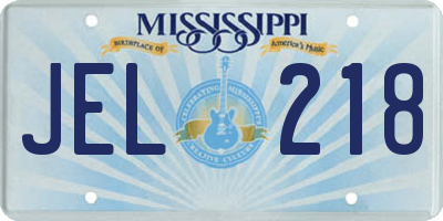 MS license plate JEL218