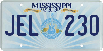 MS license plate JEL230