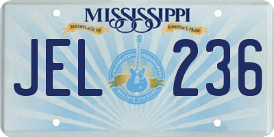 MS license plate JEL236