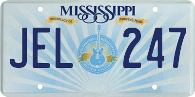 MS license plate JEL247
