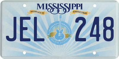 MS license plate JEL248