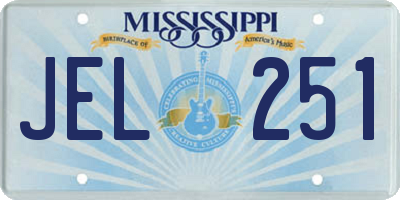 MS license plate JEL251