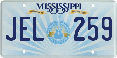 MS license plate JEL259